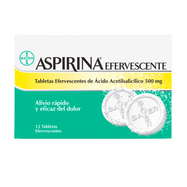  ASPIRINA EFERVECENTES - ACIDO ACETIL SALICILICO 500 mg - CJA x 12 TAB