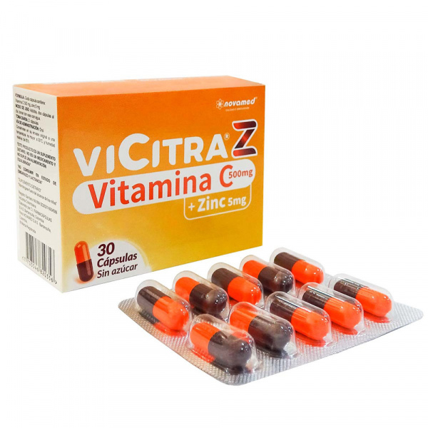  VICITRA Z - VITAMINA C 500 mg + ZINC 5 mg - CJA x 30 CAP