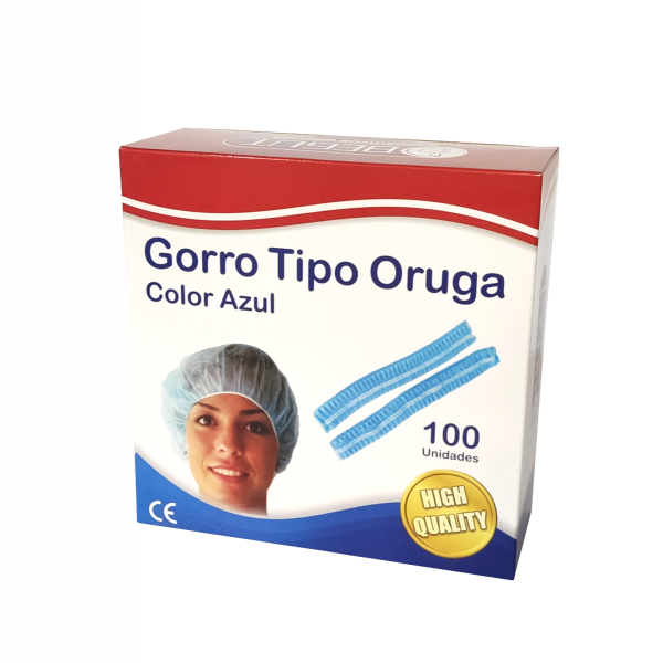  GORRO DESACHABLE TIPO ORUGA AZUL CJA X 100 UND