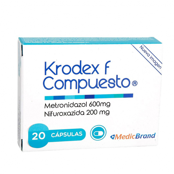  KRODEX F COMP - METRON + NIFUROX 600/200 mg - CJA x 20 CAP