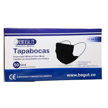  TAPABOCAS NEGRO - CJA x 50 UND