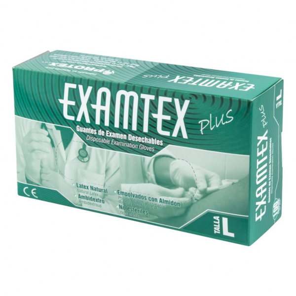  GUANTE EXAMTEX LATEX TALLA L - CJA x 100 UND