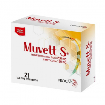 MUVETT S - TRIMEBUTINA/SIMETICONA 200/120 mg - CJA x 21 TAB