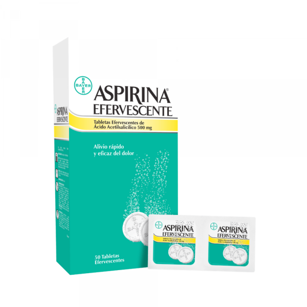  ASPIRINA EFERVECENTES - ACIDO ACETIL SALICILICO 500 mg - CJA x 50 TAB